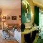 Confronto prima e dopo home staging: la trasformazione di un salotto classico in un ambiente di lusso contemporaneo. Questo esempio di virtual home staging mostra come valorizzare gli interni e migliorare le fotografie immobiliari per vendere casa al prezzo più alto.