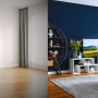 Confronto prima e dopo virtual home staging: soggiorno vuoto trasformato secondo le living tendenze 2026