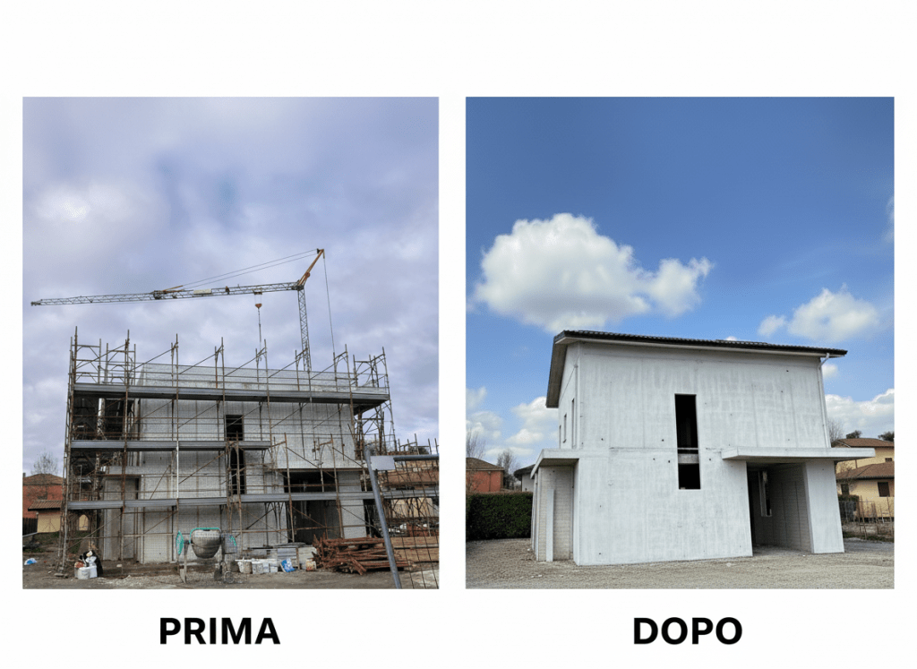 sostituzione del cielo prima e dopo