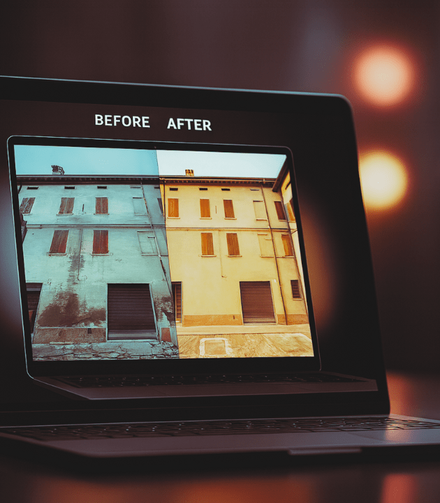 fotoritocco immobiliare con Visione AI, prima e dopo